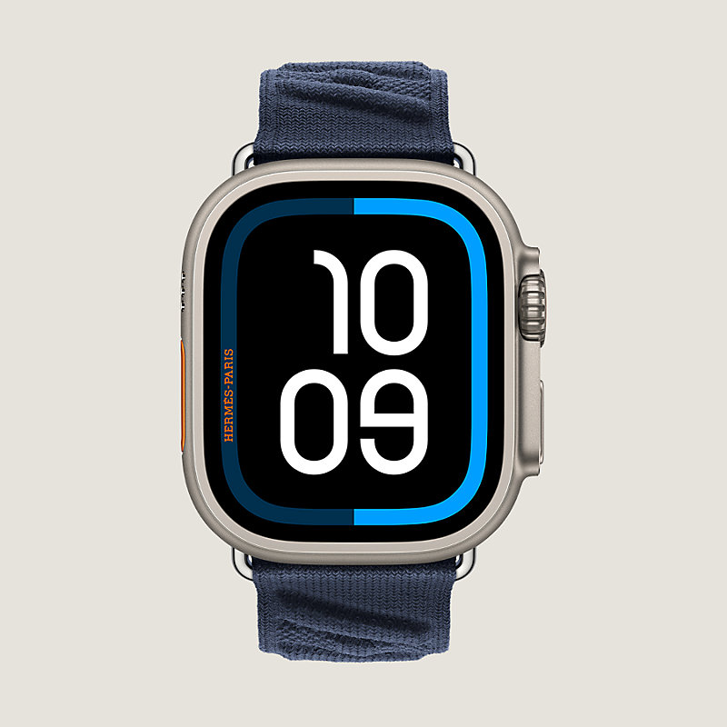 Bracelet Apple Watch Hermès Ultra Simple Tour 49 mm En Mer - Bleu